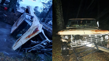 Un matrimonio cayó al río al perder el control de su camioneta. Foto: gentileza Fm Cuasar 