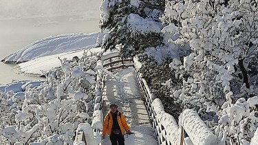 Del Caribe a la Patagonia: por el temporal, tenía un solo día para ir al glaciar Perito Moreno y la llevó el taxista que desafió la nieve