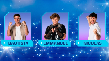 Bautista, Emanuel y Nicolás, los tres finalistas de Gran Hermano. 