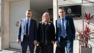 Nicolini, Gennari y Gerez, a la salida de la reunión con la ministra Bullrich. Buena onda, pero fondos no. (Foto: Enrique García Medina)