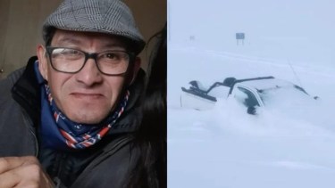 La camioneta fue hallada cubierta de nieve. Foto gentileza La Opinión Austral. 