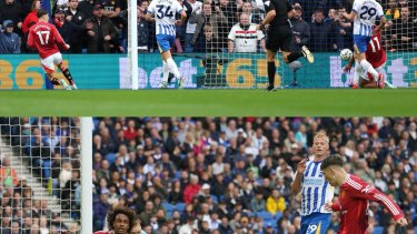 El tanto anulado por el VAR a Garnacho, por un rodillazo de su compañero antes de que la pelota ingrese al arco.