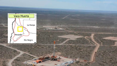 Vista aérea de Añelo, epicentro de la actividad de fracking en Vaca Muerta, donde ocurrió el sismo registrado.