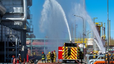 Simulacro en Plaza Huincul. Foto: gentileza YPF. 