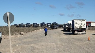 Paro de camioneros en Ruta 6. Gentileza La Carretera.