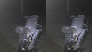 Fuerte vuelco en la Ruta 40. Foto: gentileza