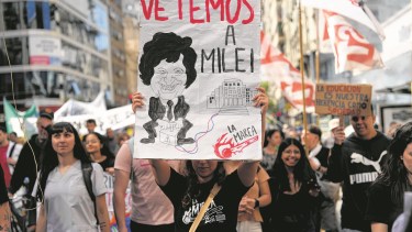  Manifestación universitaria contra el veto. (AP Photo/Rodrigo Abd)