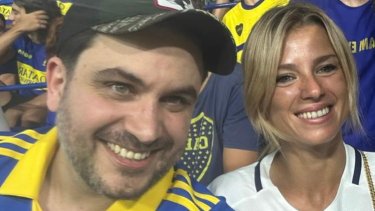 Marra y Giorgi en la tribuna de Boca.