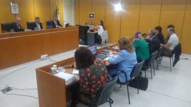 El conductor de televisión durante la audiencia que se está llevando a cabo en Roca este viernes. (Foto: Alejandro Carnevale)