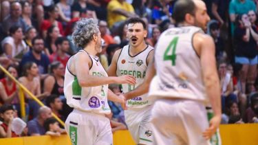 Rossi, Sánchez y Nacho Claris, pilares del Verde campeón. (Archivo Matías Subat)