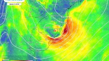 Posible ciclogénesis esta semana. Foto: gentileza Meteored. 