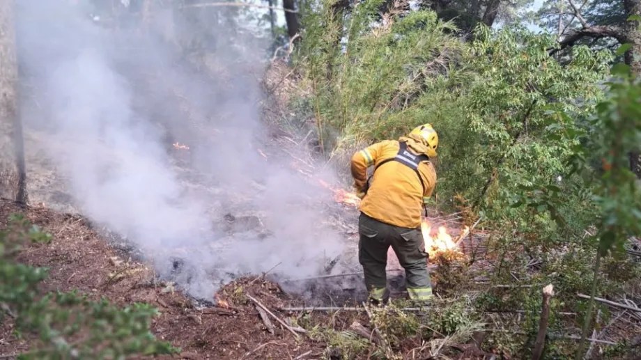 Trabajo de brigadistas en los incendios en la Patagonia. 