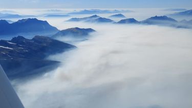 Los sobrevuelos por la zona afectada. Foto: gentileza