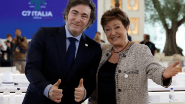 Javier Milei con la titular del FMI. Foto: archivo. 