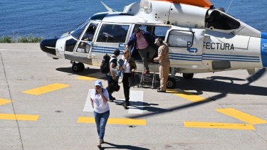 Bullrich aterrizó el jueves en Bariloche. Crédito Chino Leiva.