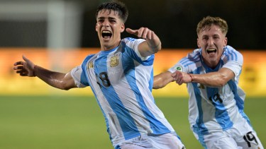 Rodríguez Pagano sacó un remate desde la puerta del área que le dio el triunfo al Sub 20 argentino. (Photo by JUAN BARRETO / AFP)