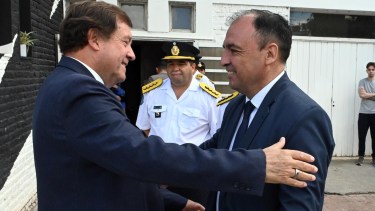 Weretilneck, Jara y Bertazzo, la nueva línea de conducción en la Policía de Río Negro. Foto: Marcelo Ochoa.