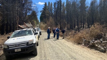 Reconstruyen líneas eléctricas en El Bolsón. Foto: gentileza. 