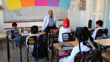 La Escuela Hogar 104 de Clemente Onelli empezó las clases hoy. Foto: Chino Leiva