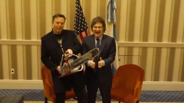 Show time. El presidente Javier Milei se prestó al espectáculo de Elon Musk, y quedó reducido a un rol secundario. 