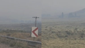 Video | Humo repentino en la Ruta 237 por los incendios en el parque Lanín: así cubrió Piedra del Águila