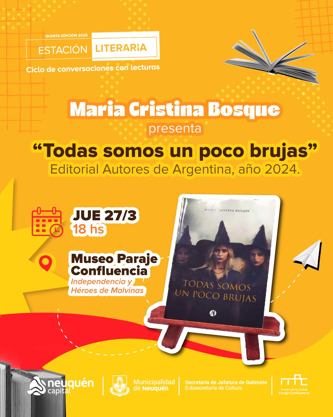 Estación Literaria: presentación del Libro «Todas somos un poco brujas» de María Cristina Bosque