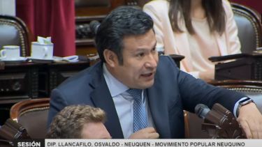 Osvaldo Llancafilo en la sesión de Diputados por el FMI. 