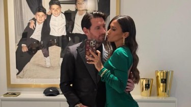 Leo Messi y Anto Roccuzzo.