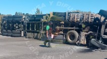 Imagen de Volcó un camión del Ejército en el cruce de las Rutas 23 y 60 en Neuquén: iba cargado con mulas