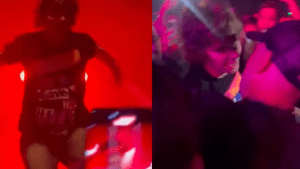 Maxi Trusso se lanzó al público en pleno show pero nadie lo agarró y se dio un golpazo: los videos