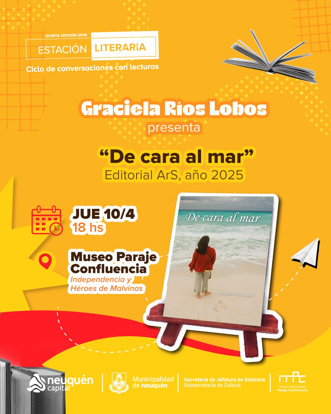 Estación literaria: Graciela Ríos Lobos presenta “De cara al mar” en el Museo Paraje Confluencia