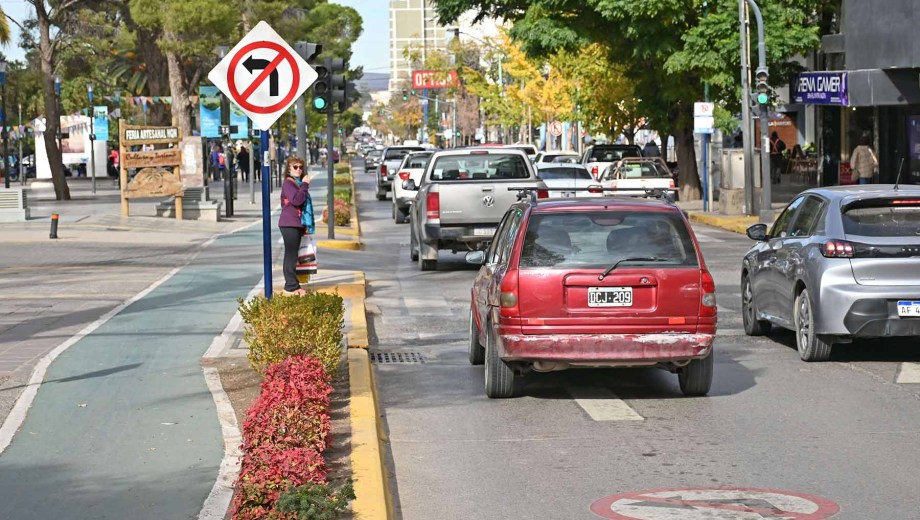 La avenida Argentina, en el microcentro de Neuquén (foto Florencia Salto)