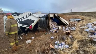 El camión transportaba alimentos y se despistó en un tramo con curvas. Foto: LU17