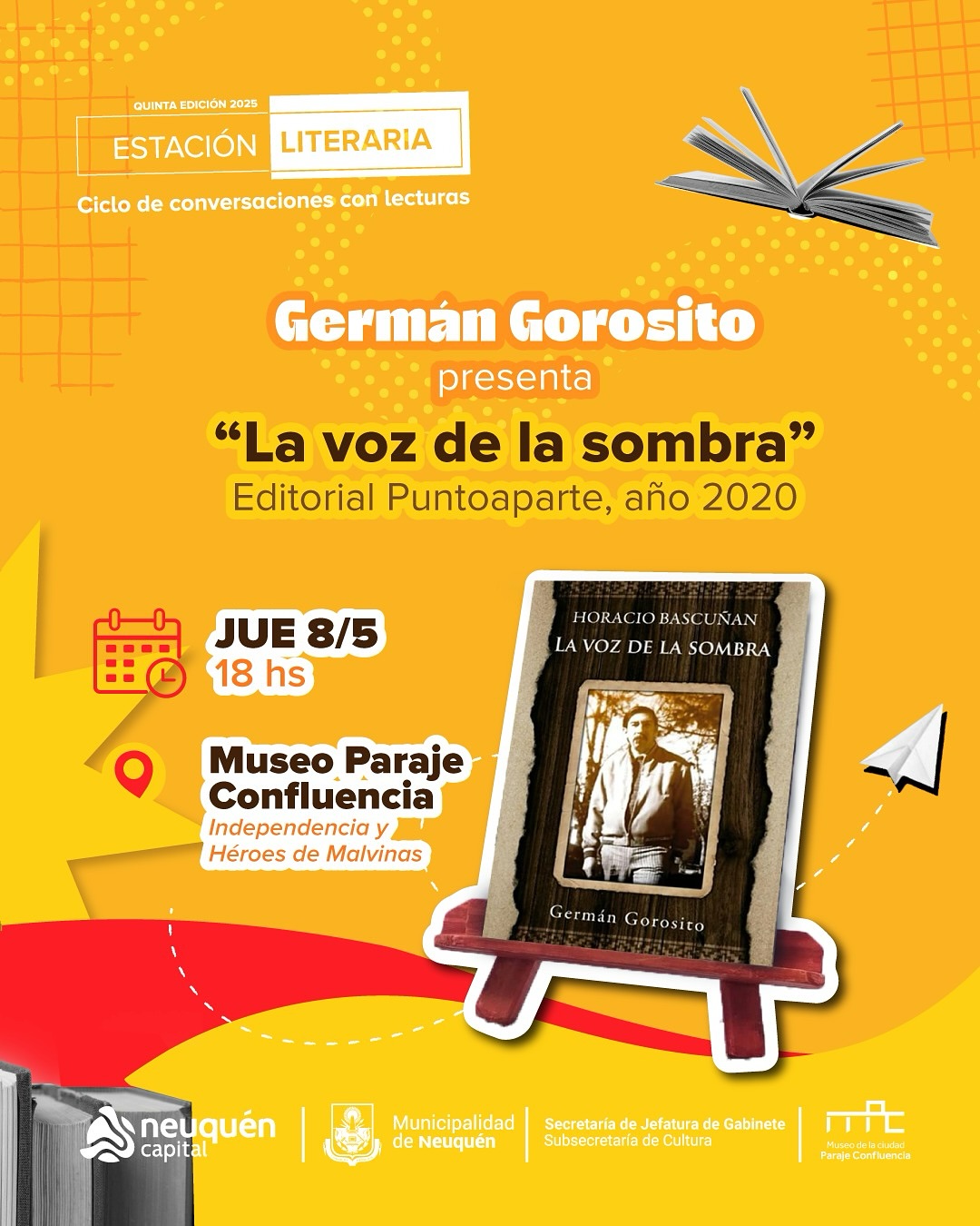 Estación Literaria: presentación del Libro «La voz de la sombra» de Germán Gorosito