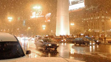 La histórica nevada en Buenos Aires del año 2007. FOTO: NA