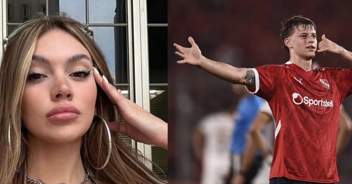 Diego Tarzia de Independiente en playa con Sasha Ferro