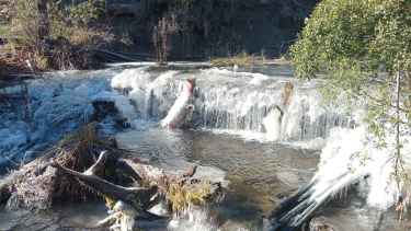 Heladas en la cordillera: un arroyo del sur de Neuquén amaneció blanco por la ola de frío