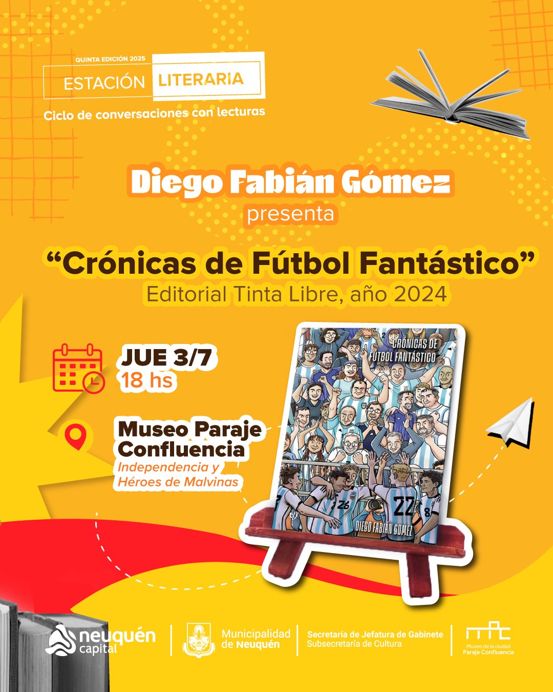 Estación Literaria, ciclo de conversaciones con lecturas. Diego Fabián Gómez presenta “Crónicas de fútbol fantástico