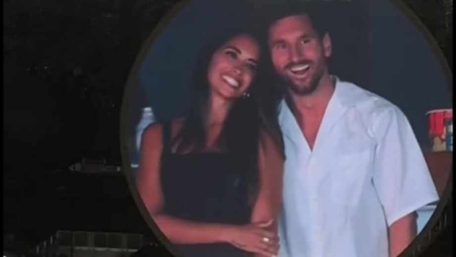 Antonela Roccuzzo y Lionel Messi en el recital de Coldplay.-