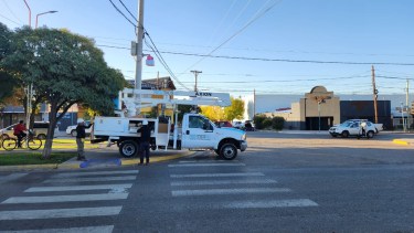 Se concretó una primera etapa de instalación de las cámaras en Plaza Huincul (Foto: gentileza)