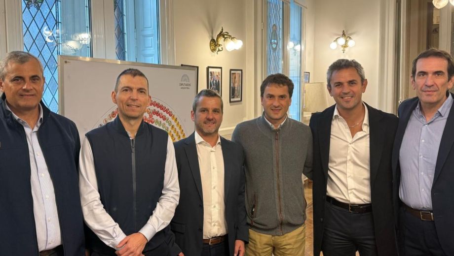 El neuquino Pablo Cervi junto a Martín Menem y el resto de los radicales que se unieron a LLA. Foto: Gentileza. 