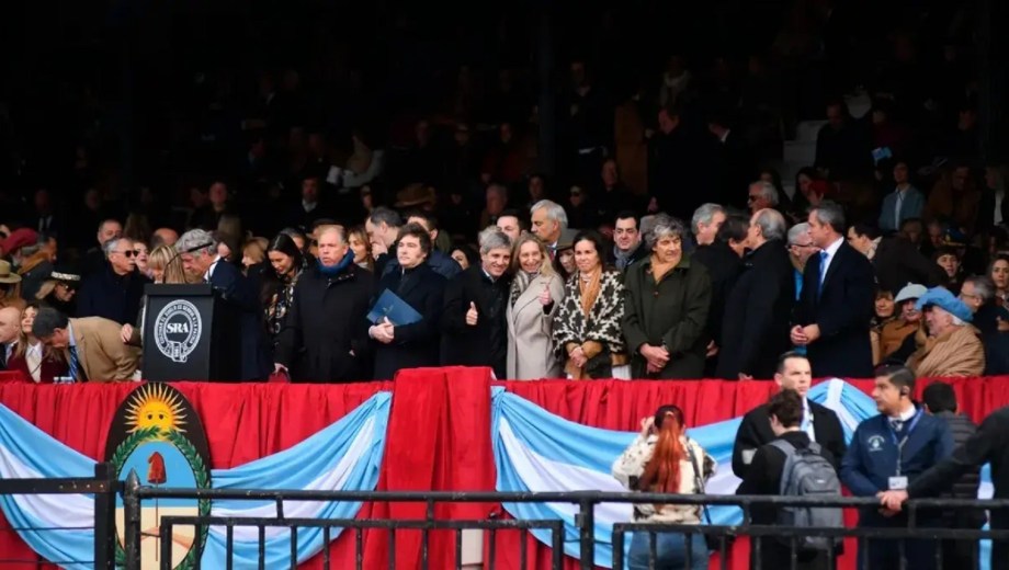 El presidente Javier Milei en el palco de La Rural. (Gentileza)