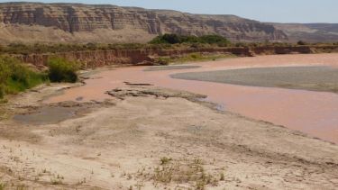 Bajante del río Chubut. Foto: gentileza El Extremo Sur. 