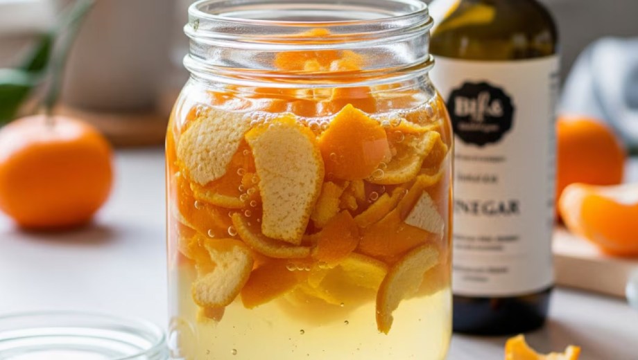 Cáscaras de mandarina con vinagre.