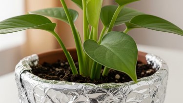 Los motivos por los que colocan papel aluminio en las macetas de las plantas 
