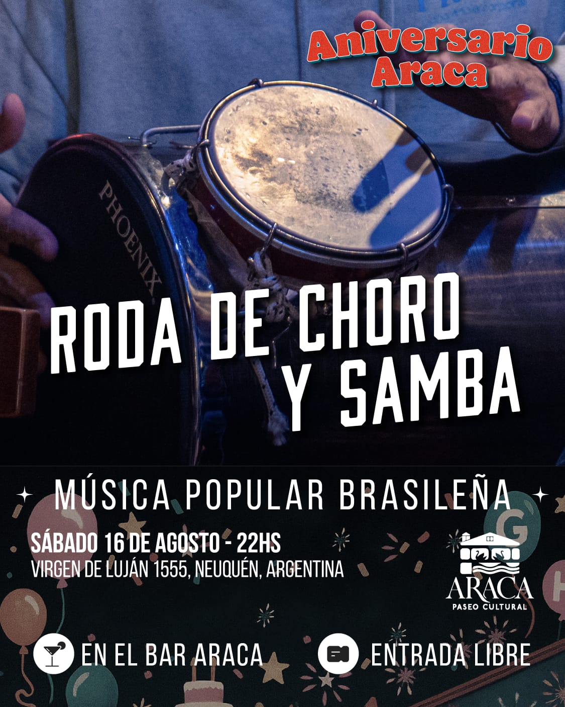 RODA DE CHORO Y SAMBA «ANIVERSARIO ARACA PASEO CULTURAL»