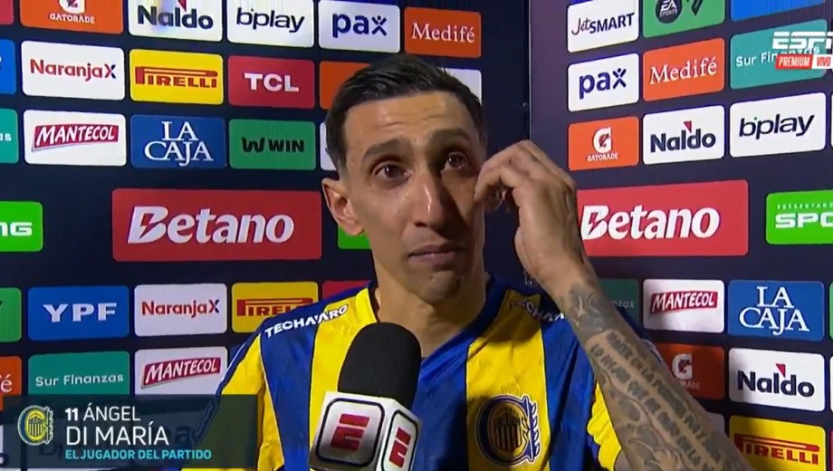 Di María, visiblemente emocionado tras la victoria de Rosario Central.