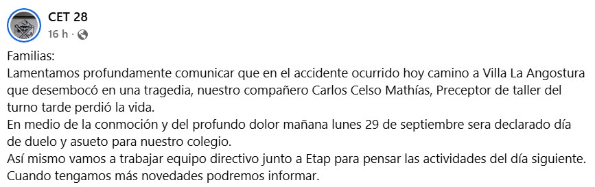 Víctima fatal en el accidente de ruta 40 camino a Villa La Angostura