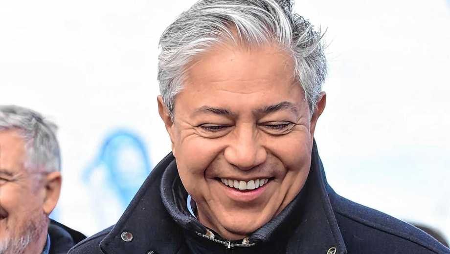 Figueroa habló hoy en rueda de prensa al ser consultado sobre las presuntas coimas en Nación (foto Cecilia Maletti)