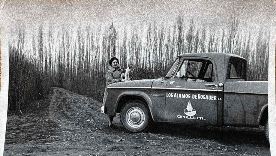 Irene Toschi de Rosauer en el vivero de Vila Manzano.